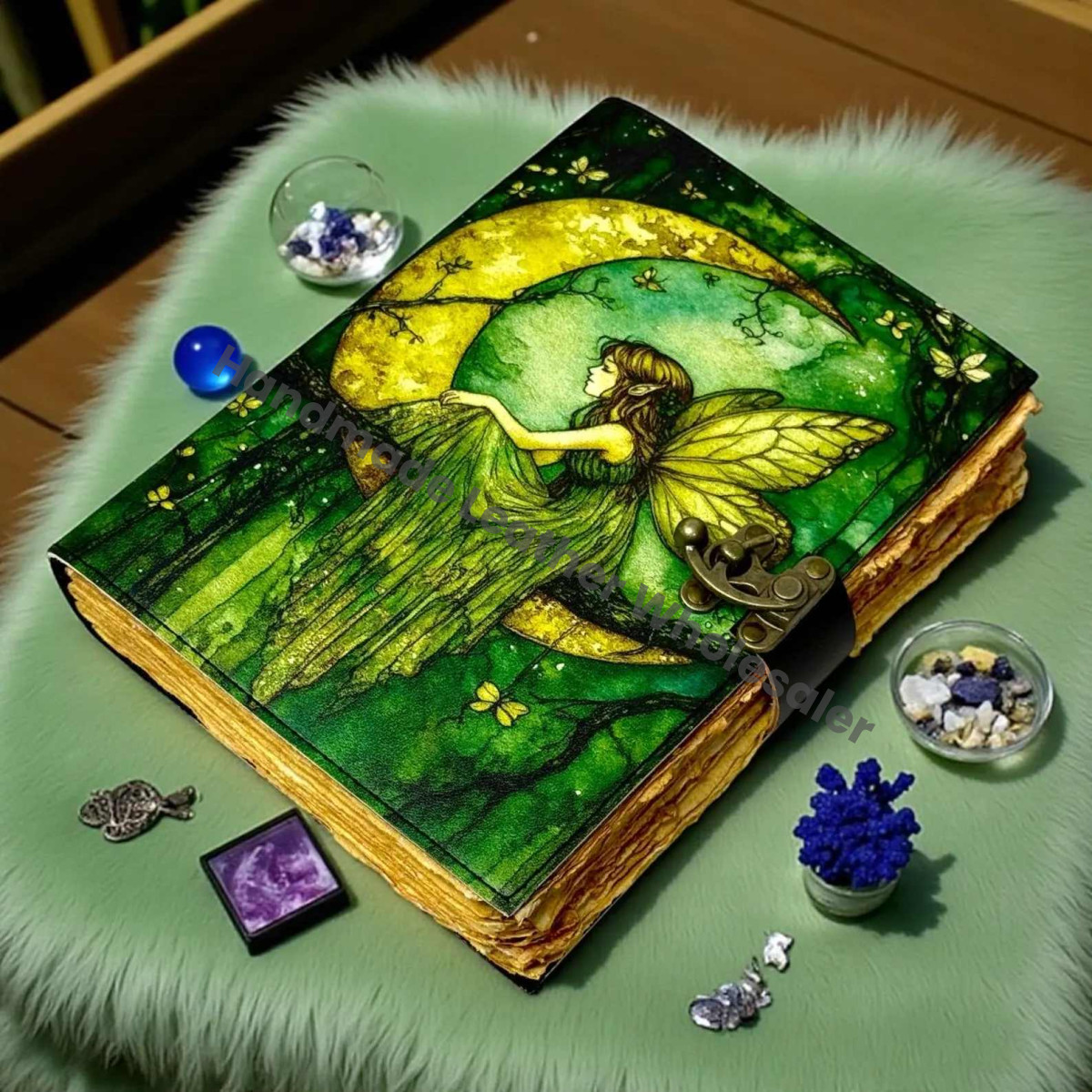 Fairy Leather Grimoire – Handmade Book of Shadows | Gothic Witchcraft Spell Journal