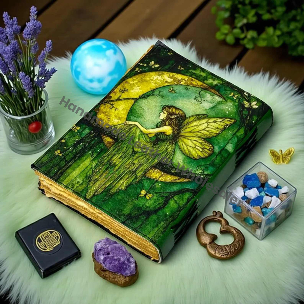 Fairy Leather Grimoire – Handmade Book of Shadows | Gothic Witchcraft Spell Journal