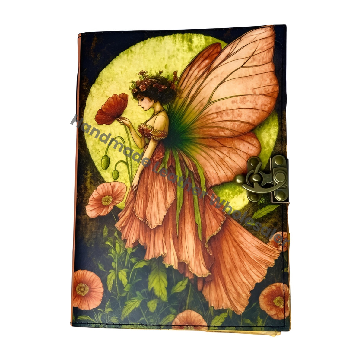 Fairy Leather Grimoire Journal – Book of Shadows, Vintage Witchcraft Spellbook, Wiccan Pagan Gothic Magic Diary