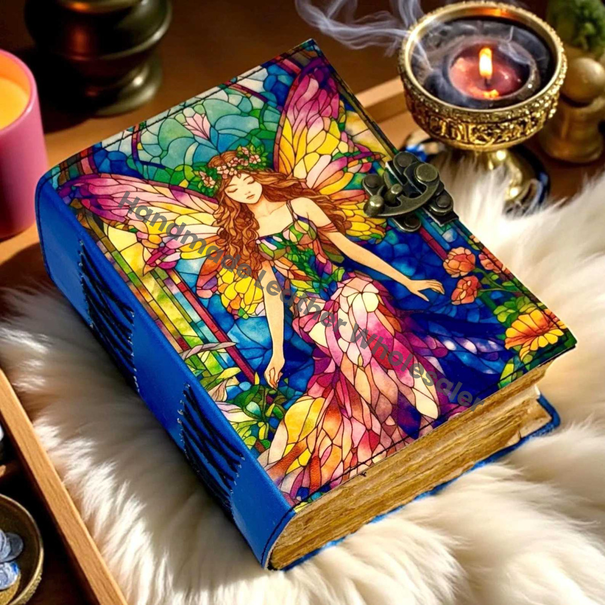 Fairy Leather Grimoire Journal – Book of Shadows, Vintage Witchcraft Spellbook, Wiccan Pagan Gothic Witchy