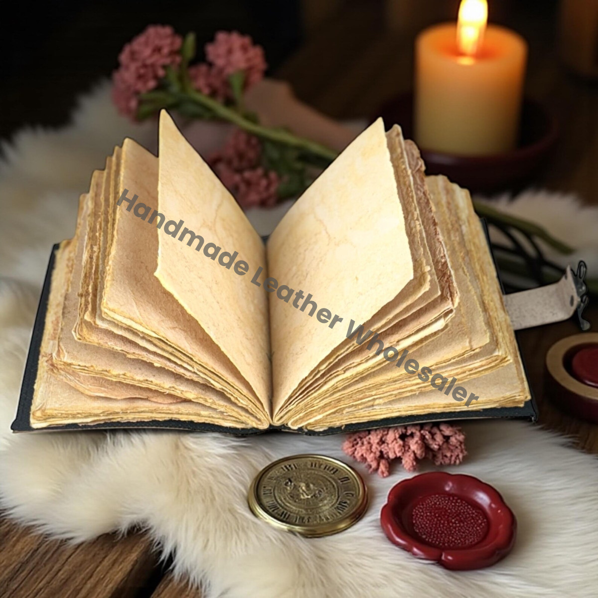 Fairy Leather Grimoire Journal – Book of Shadows, Vintage Witchcraft Spellbook, Wiccan Pagan Gothic Witchy