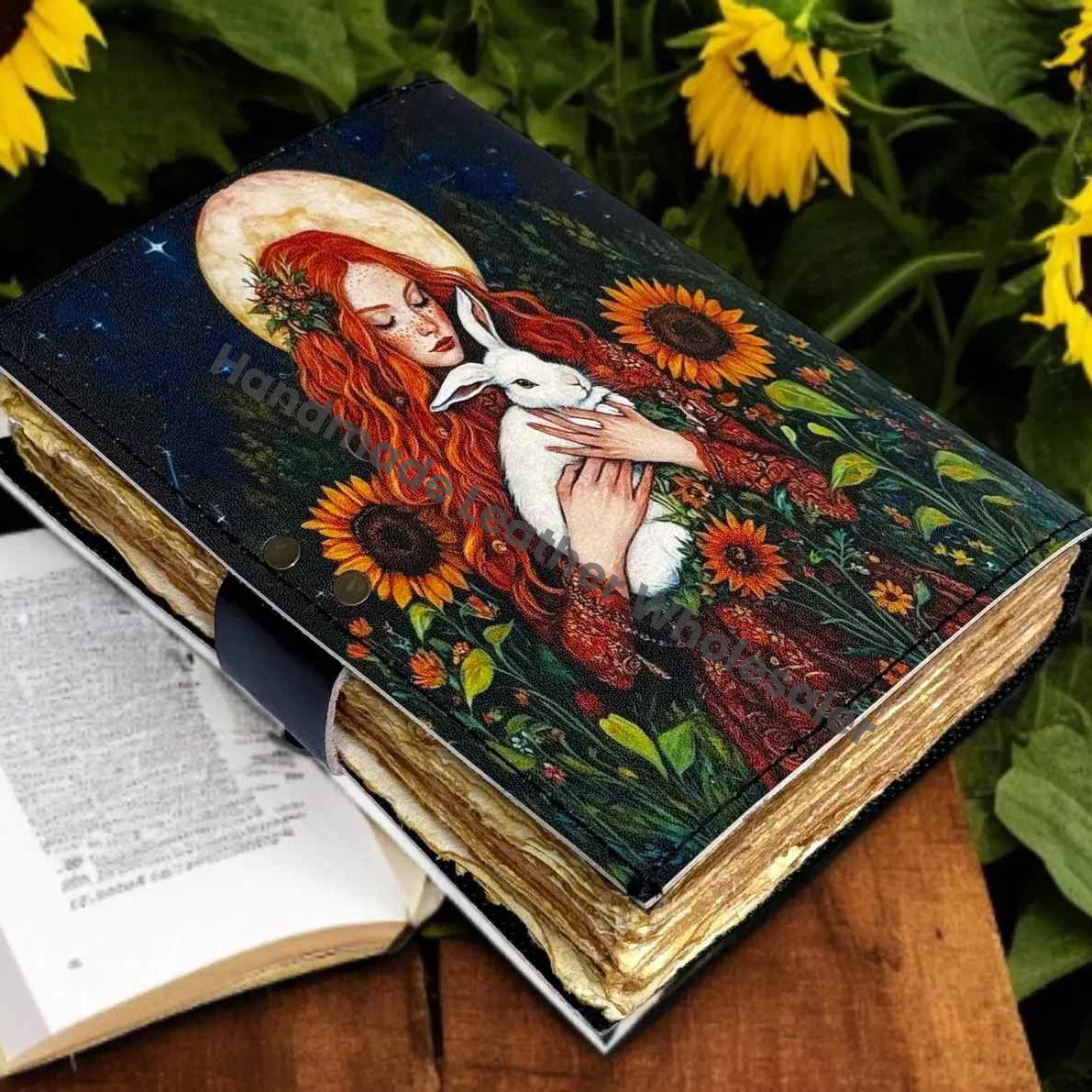 Fairy Leather Journal – Handmade Book of Shadows, Antique Lock