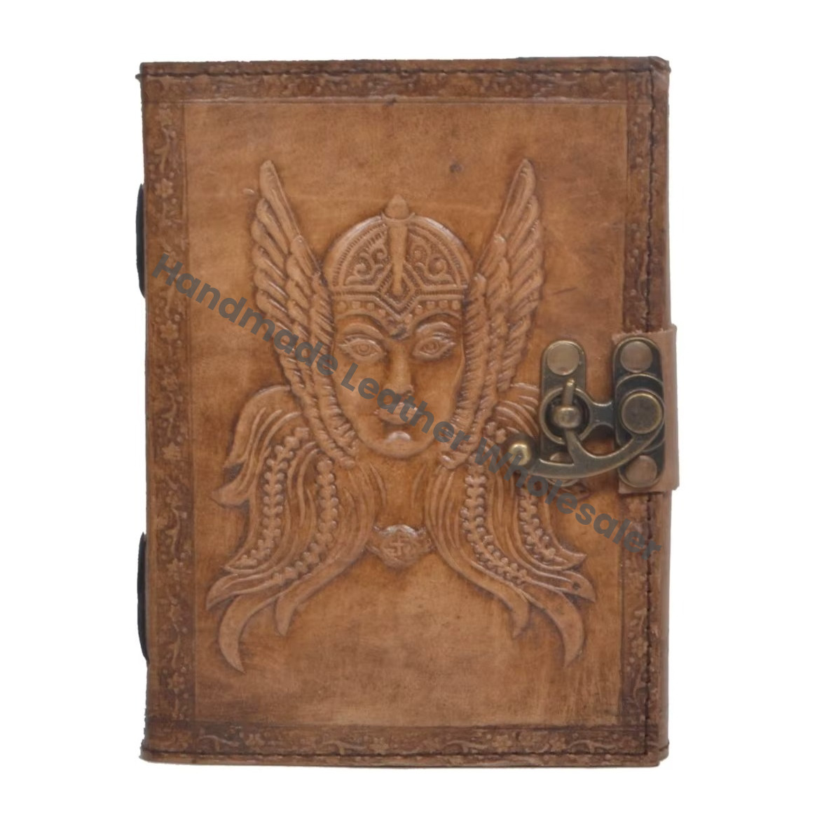 Fairy Women Grimoire Handmade Leather Embossed Blank Journal Book Shadows Notebook Office College Poetry Sketch Gift Custom Logo