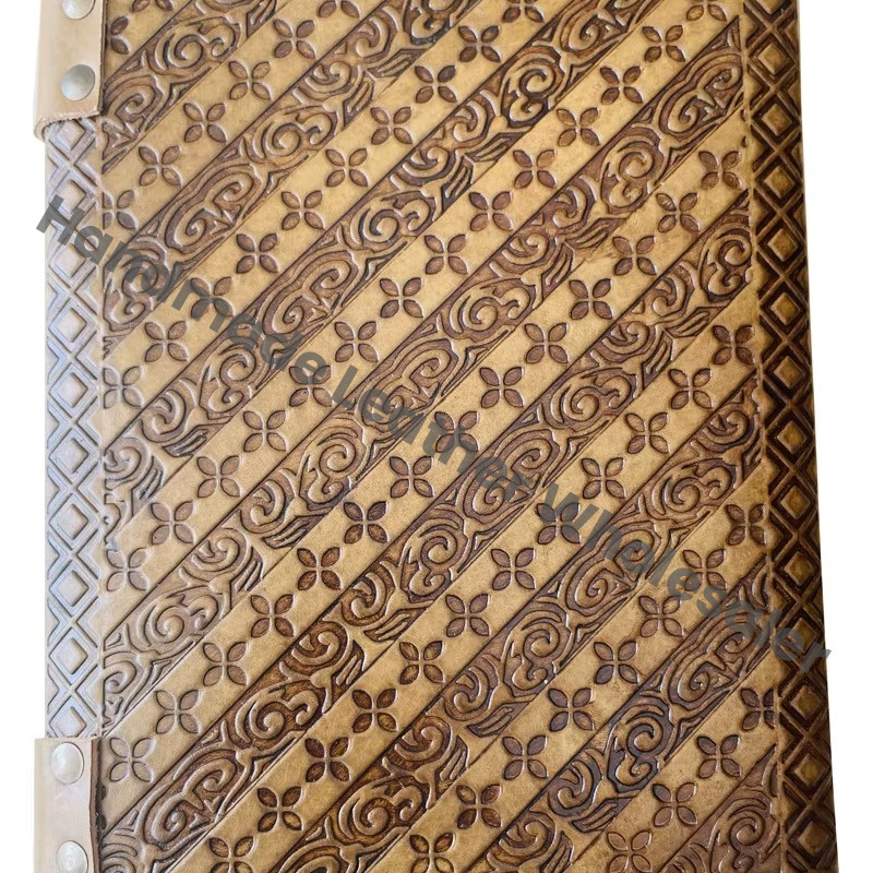 Fantasy Mermaid Grimoire Book Embossed Handmade Leather Journal with Seven Stone Sketchbook Spiral Bound for Gift