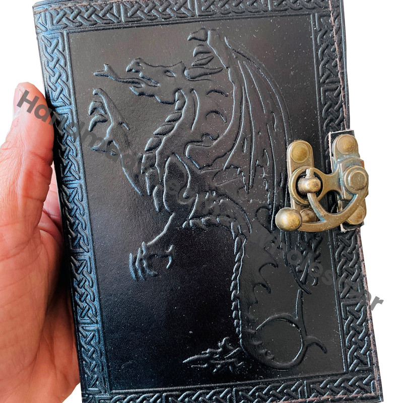 Fire Dragon Vintage Leather Journal Women Large Book Shadows Sketchbook Deckle Old Pages Bound Planner Books Gift Custom Logo