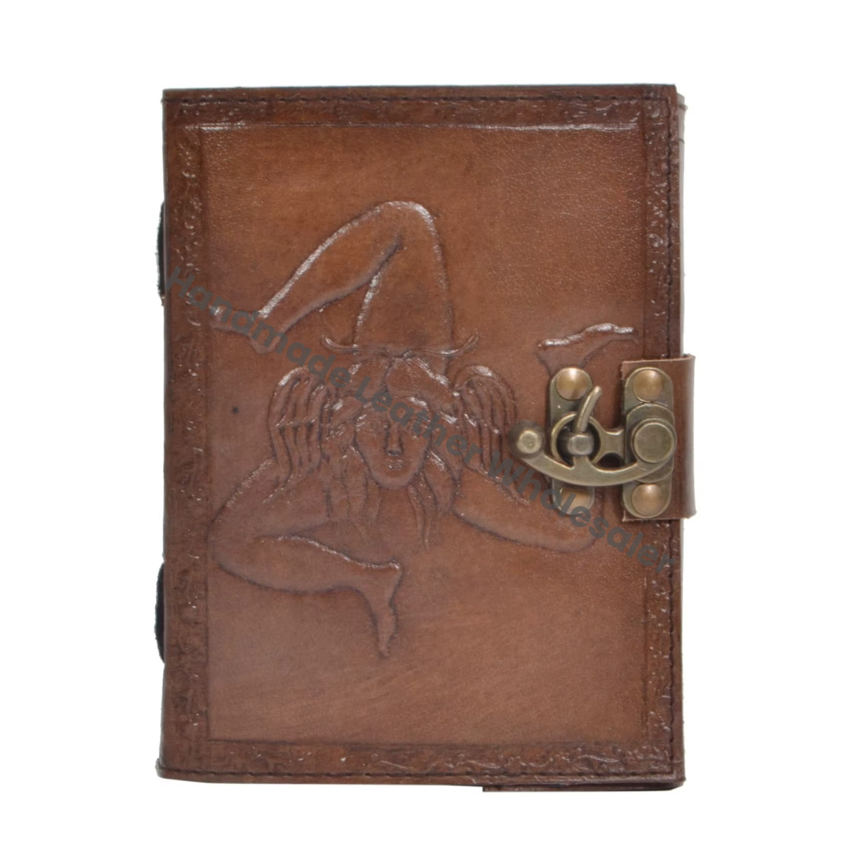 Flag Leather Hardcover Notebook Thermal Binding Handmade Charcoal Journal Unlined Paper Notebook Blank Diary Gift for Men Women