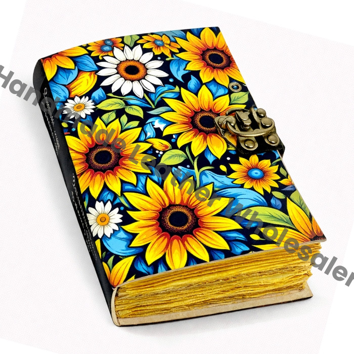 Floral Handmade Leather Journal: Gothic Grimoire Blank spell book of shadows