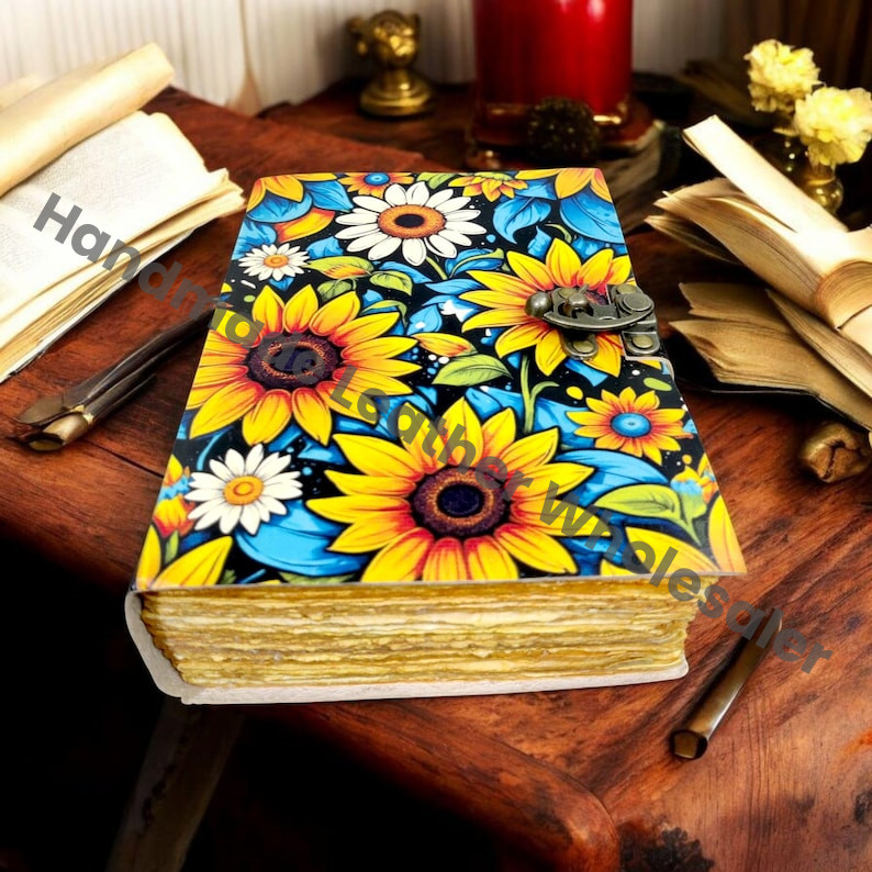 Floral Handmade Leather Journal: Gothic Grimoire Blank spell book of shadows