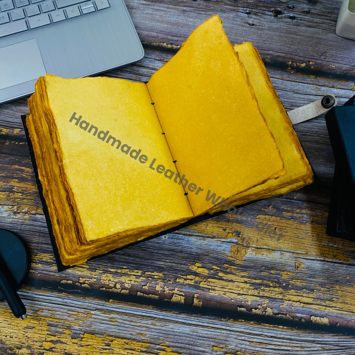 Floral Leather Journal: Handstitched Diary, Sketchbook with Colorful Paper