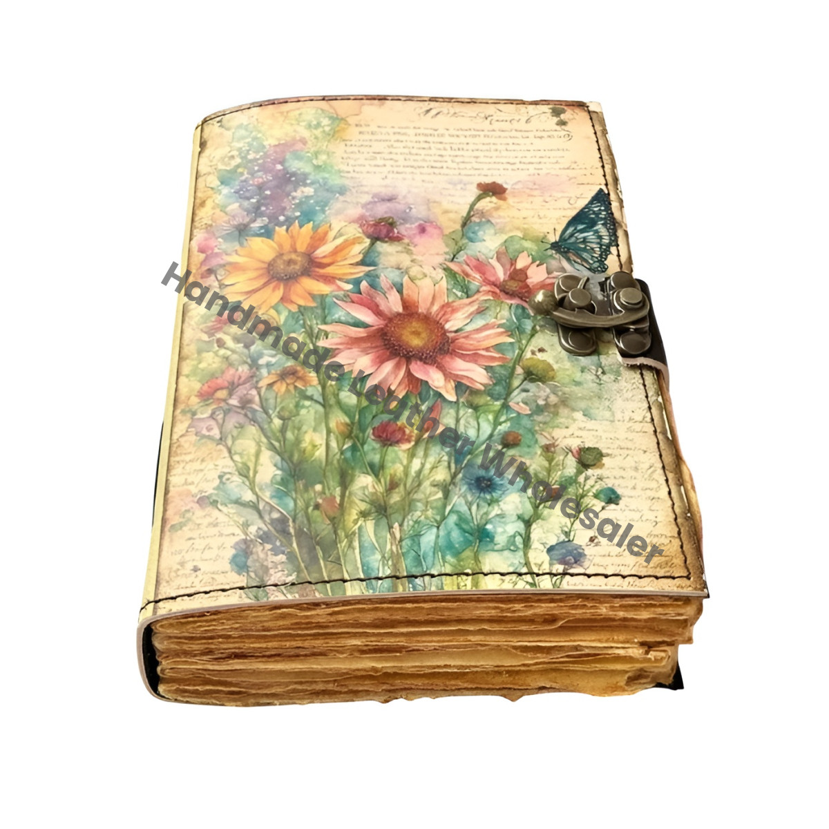 Flower Leather journal Vintage Sun Forest Grimoir Handmade Book of Shadows, Spell book Wiccan Pagan Gothic Magic Diary
