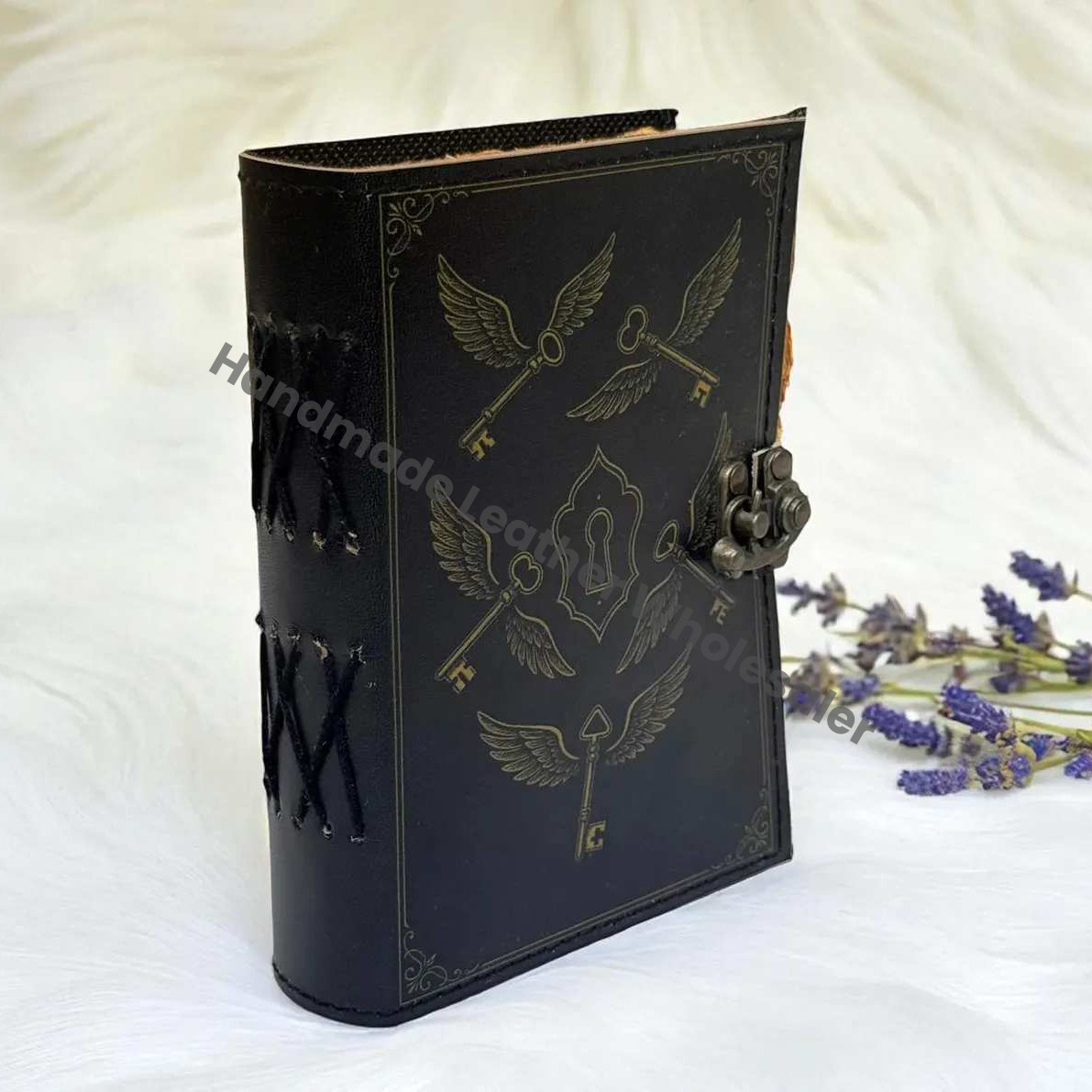 Flying Key Leather Journal, Golden Snitch Notebook, Deckle Edge Paper