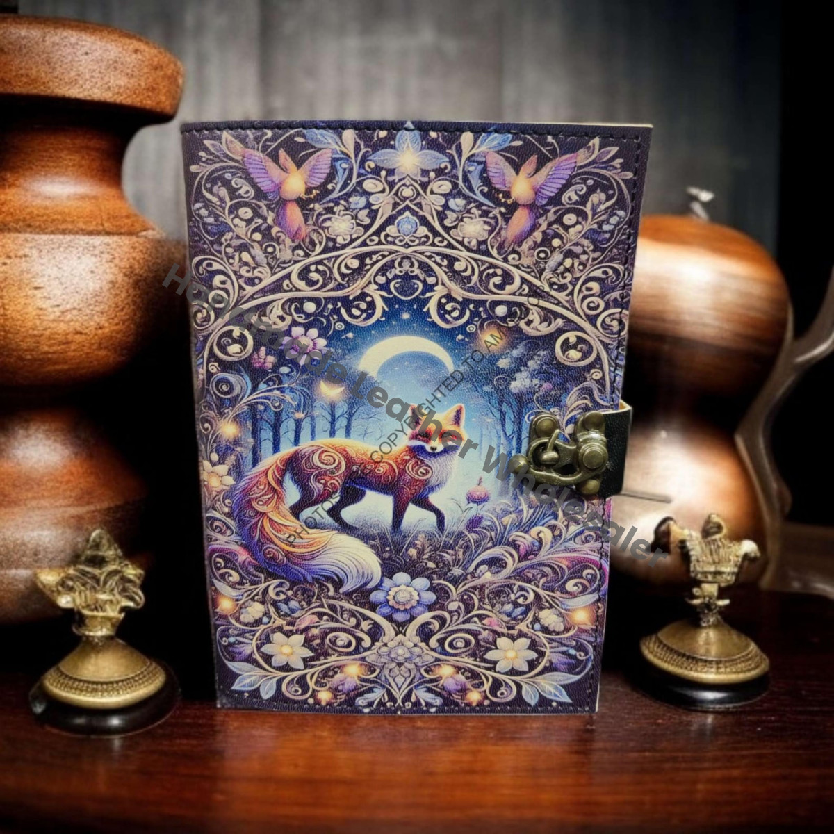 Fox Handmade Leather Journal: Vintage Witchcraft Spellbook Grimoire, Blank Book of Shadows Wiccan Pagan Gothic Diary