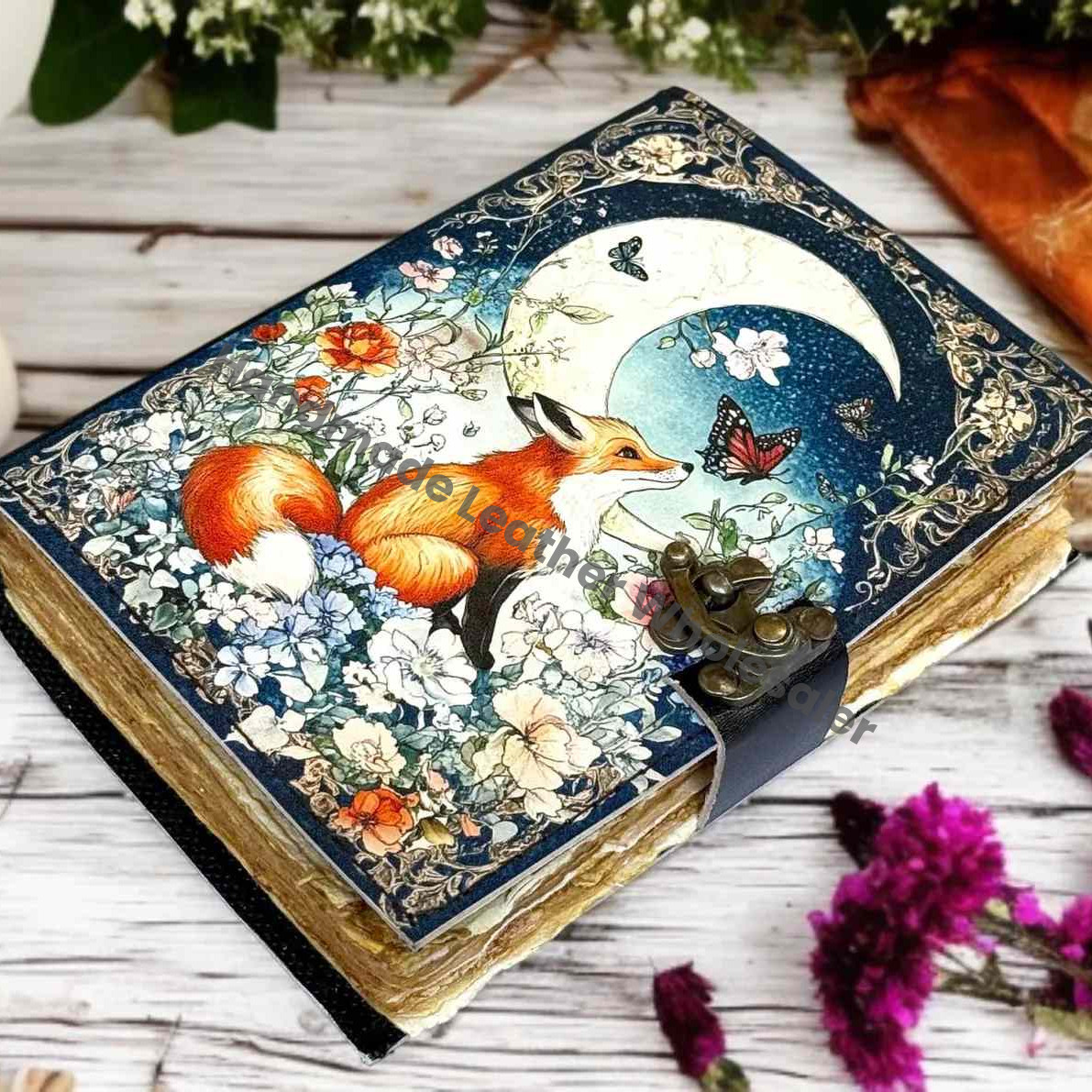 Fox Leather Grimoire | Handmade Deckle Edge Spell Book