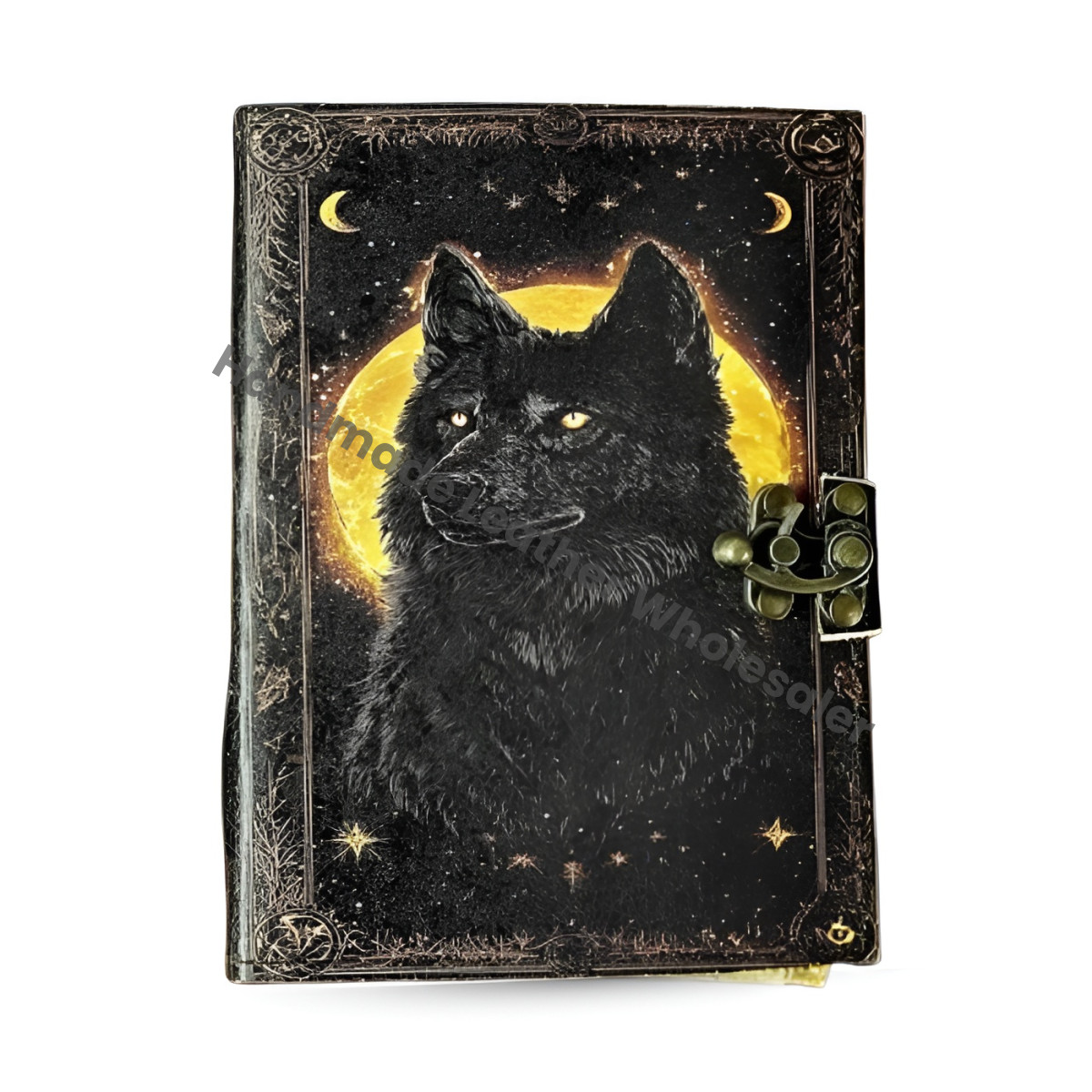 Fox Leather Grimoire | Handmade Spell Book of Shadows, Thick Vintage Deckle Paper Journal, Unique Fox Gift for Him and Her