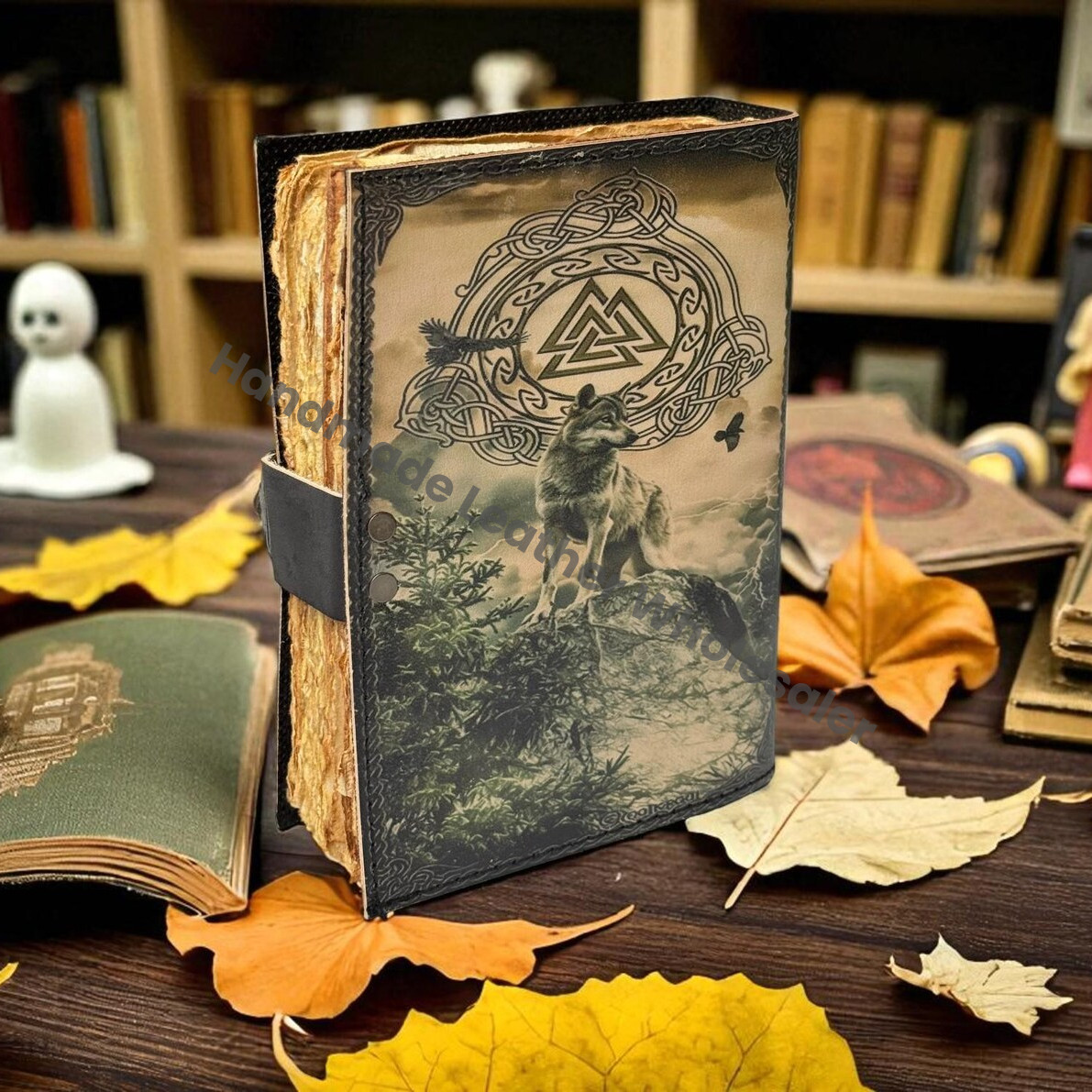 Fox Leather Journal | Handmade Grimoire, Book of Shadows, Deckle Edge