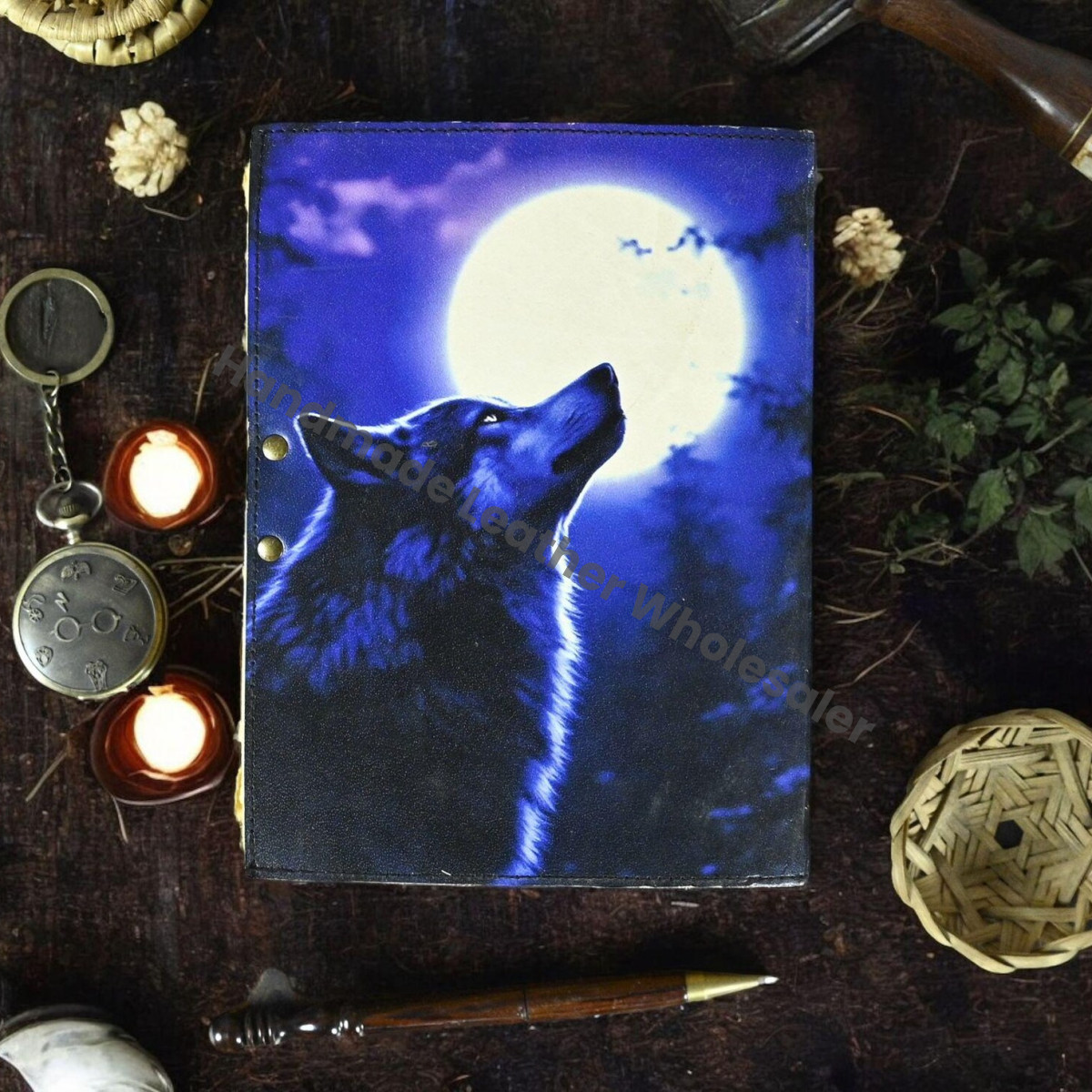 Fox Leather Journal: Vintage Grimoire Book of Shadows, Deckle Edge Paper