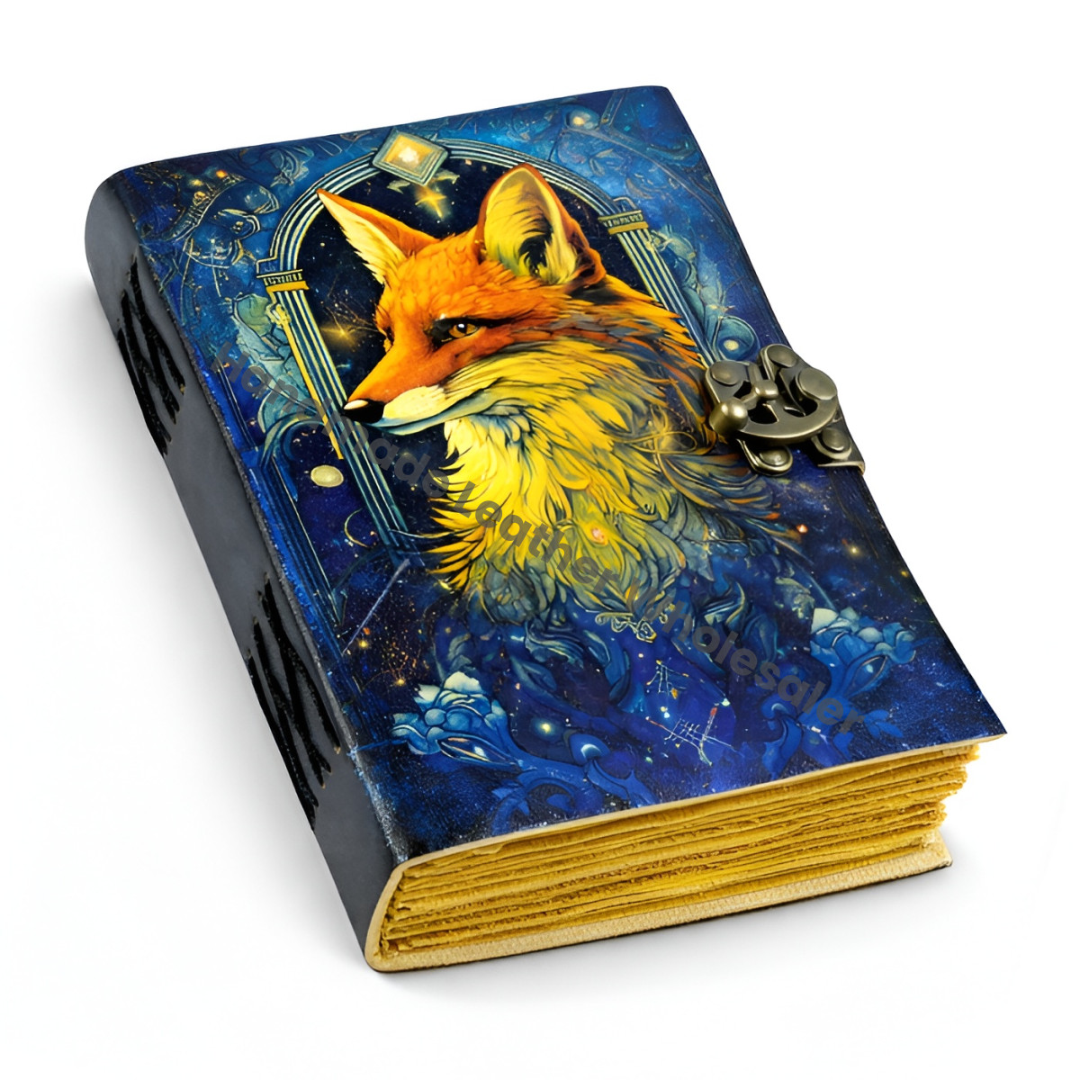 Fox Leather Journal: Vintage Grimoire Book of Shadows with Lock