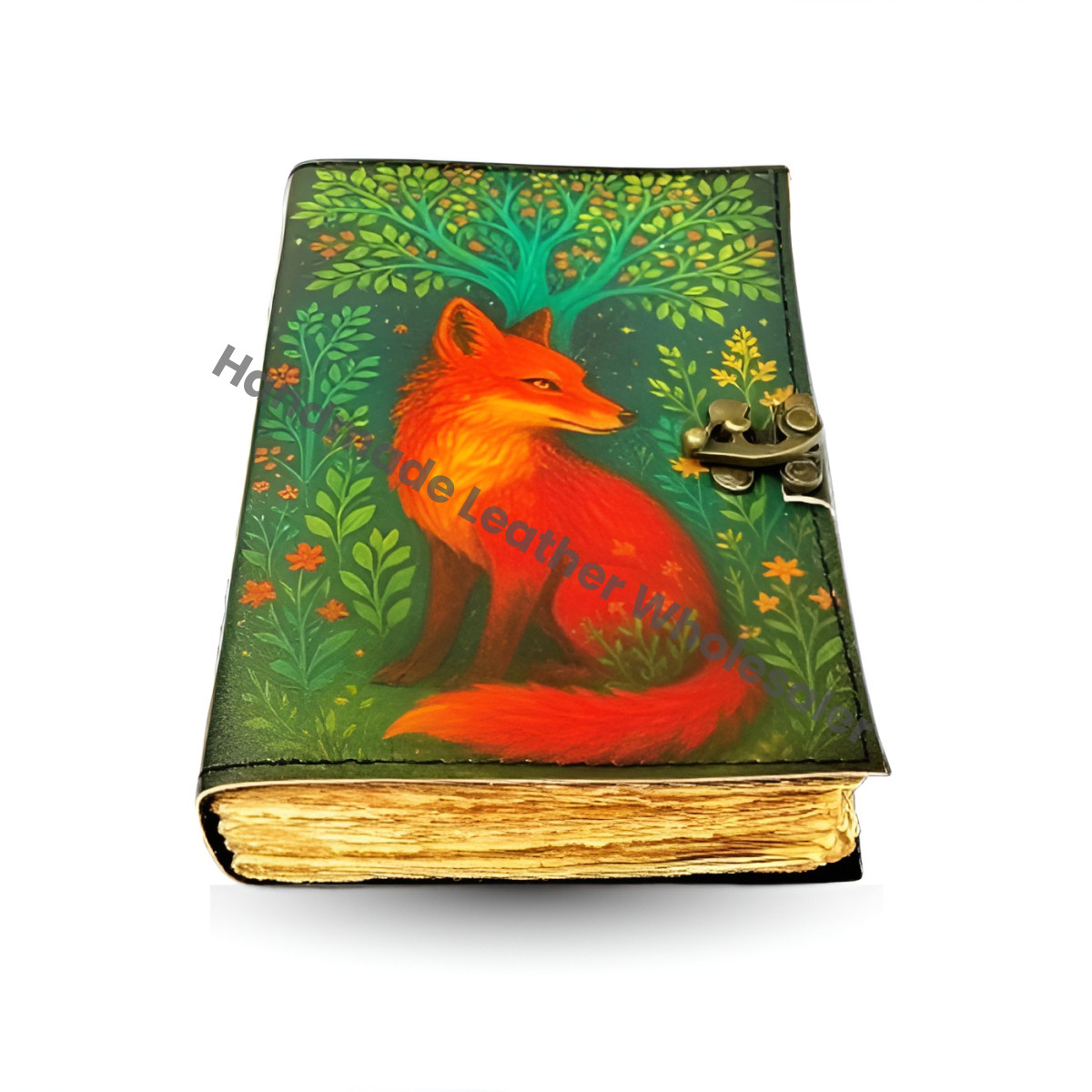 Fox Leather Journal | Woodland Grimoire Spellbook | Wiccan Pagan Diary | Gothic Witchcraft Notebook | Handmade Forest Witch Fox Journal