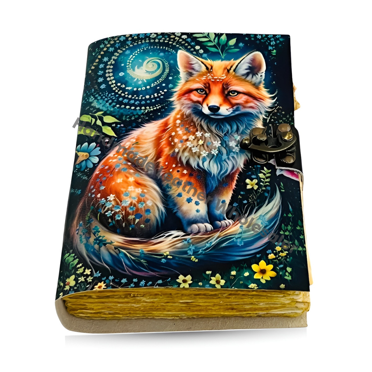 Fox Vintage Handmade Grimoire leather Journal