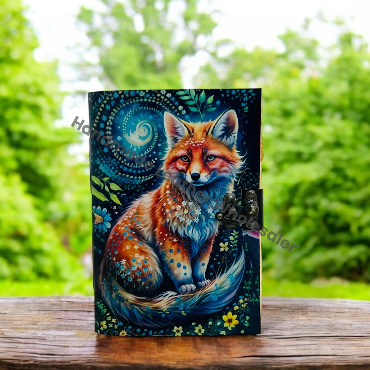Fox Vintage Handmade Grimoire leather Journal