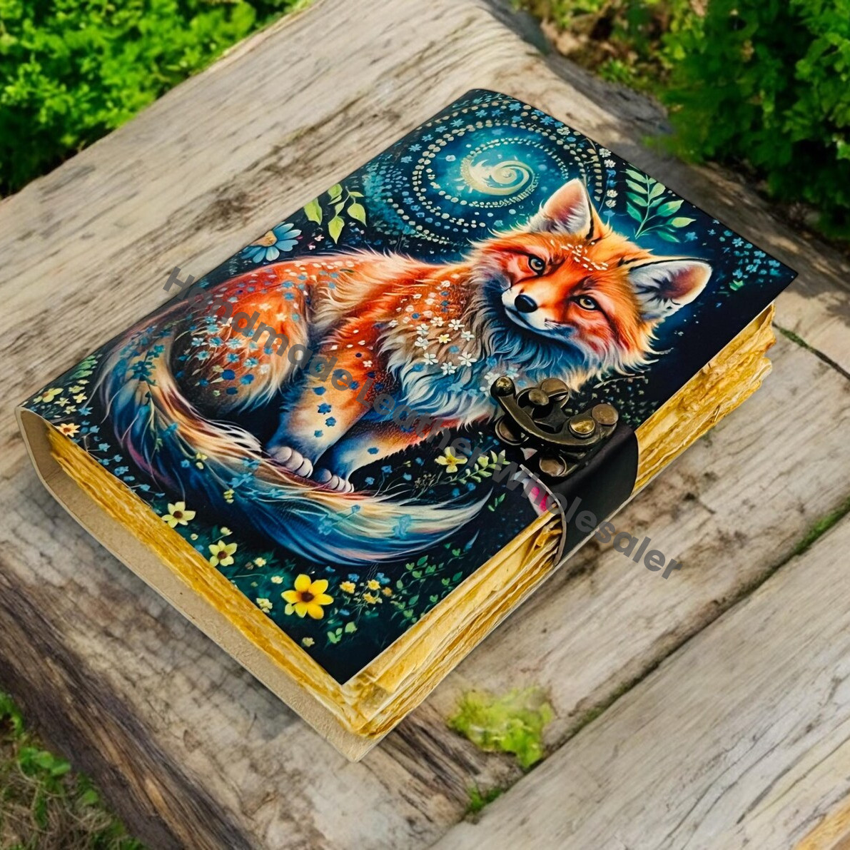 Fox Vintage Handmade Grimoire leather Journal