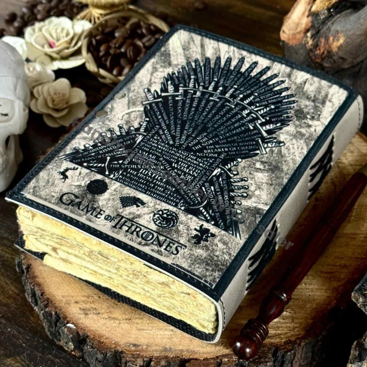 Game of Thrones Leather Journal Iron Sword Thrones Grimoire Book of Shadows Witchcraft Spell Book Wiccan Notebook Pagan Diary