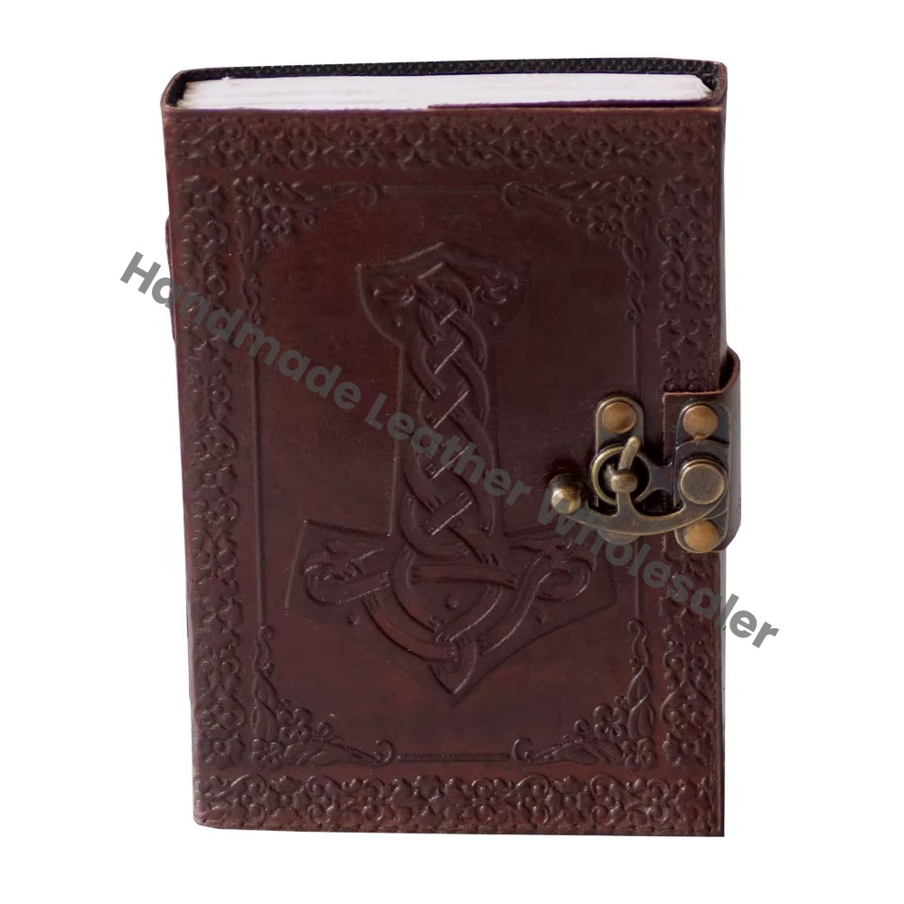 Genuine Handmade Antique Design Embossed Spiral Hardcover Leather Notebook Sketchbook Anchor Journal Book Shadows Paper Gift