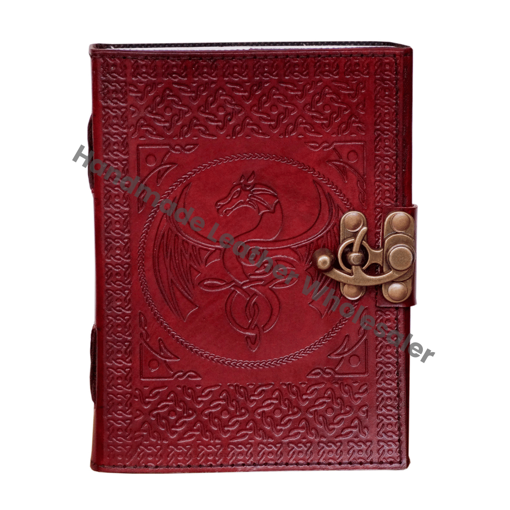 Genuine Leather Journal Dragon Embossed Book of Shadows Handmade Notebook & Sketchbook Scrapbook