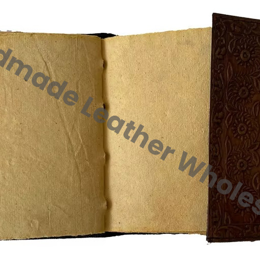 Genuine Leather Note Book Antique Handmade Genuine Leather Journal with Thermal Binding Vintage Charcoal Silver Deckle Paper