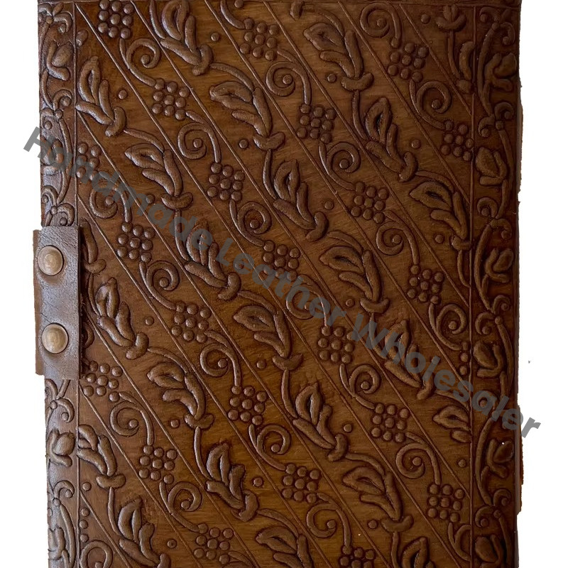 Genuine Leather Note Book Antique Handmade Genuine Leather Journal with Thermal Binding Vintage Charcoal Silver Deckle Paper