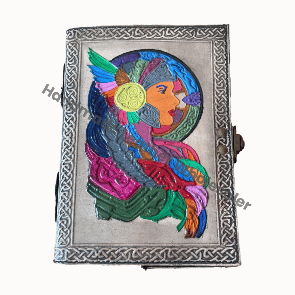 Goddess Vector Celtic Embossed Leather Journal Perfect Gift Genuine Leather Hardcover Deckle Paper Options Antique Notebooks
