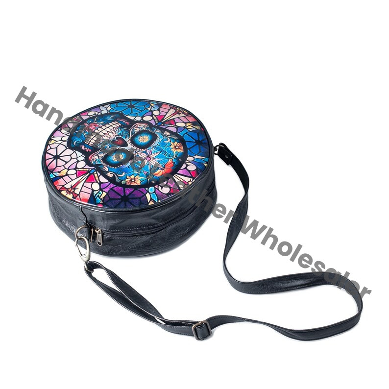 Goth Witchy Stylish Skull Satchel,crossbody purse Round Messenger Bag Cottagecore Gothic Bag, Leather Wiccan Gothic bag hippies boho gift