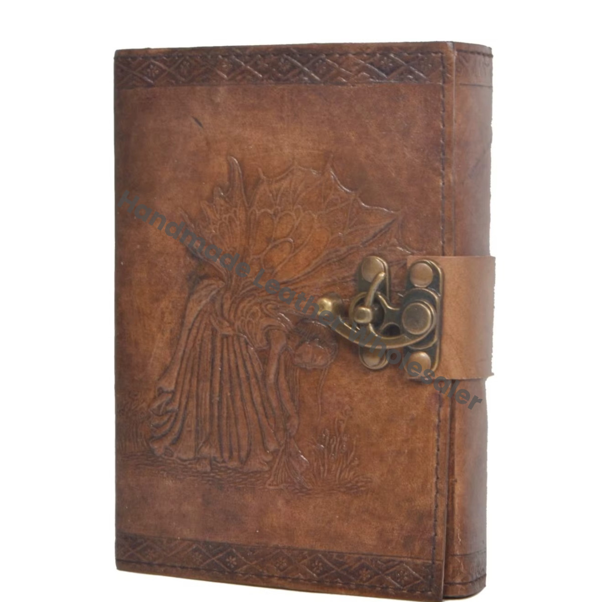 Grimoire Book Shadows Blank Journal Notebook Office Fairy Women Handmade Leather Embossed College Poetry Sketch Custom Logo Gift
