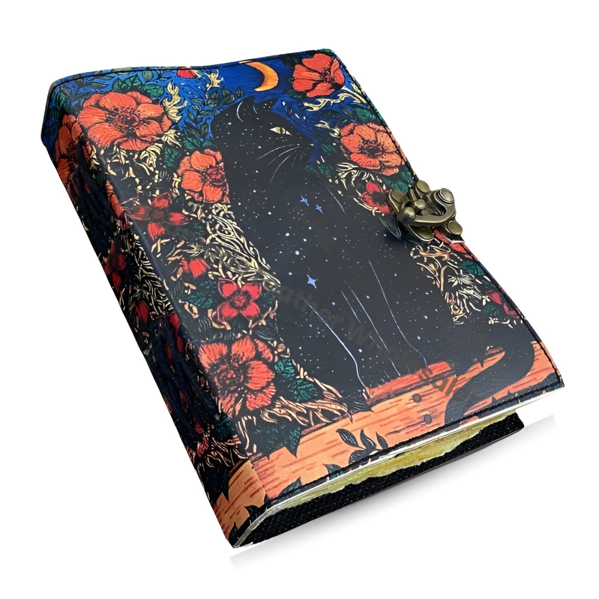 Grimoire Celtic Cat Book of shadow Leather Journal Spell Book - Witch Wiccan Notebook Sketchbook Journal