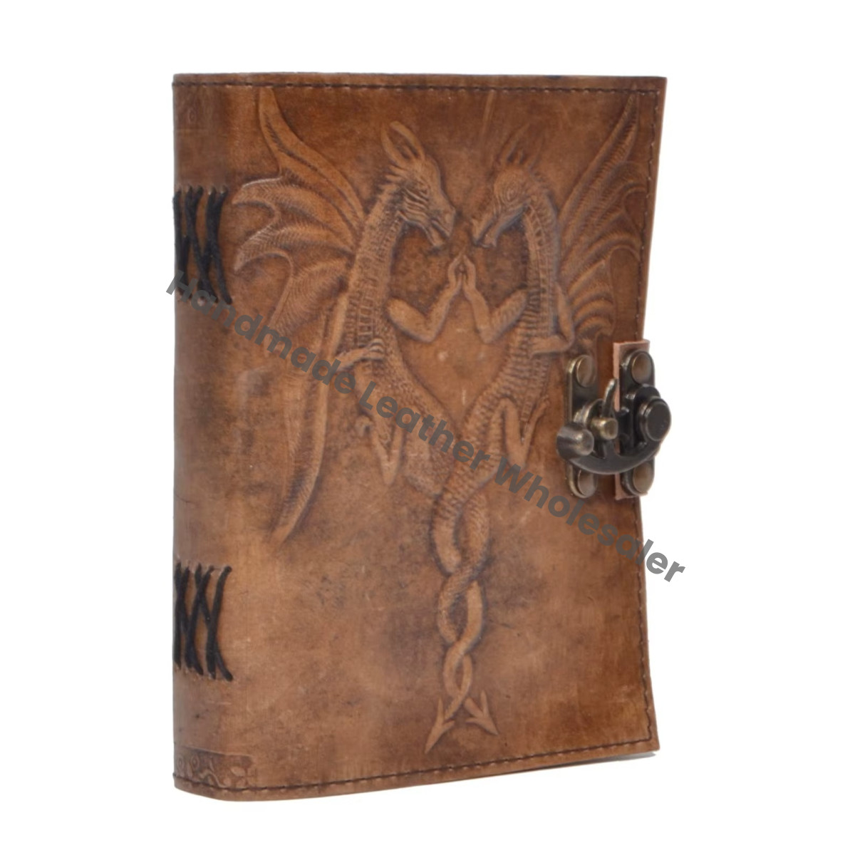 Grimoire Double Dragon Leather Spiral Bound Notebook Office Embossed Book Handmade College Blank Journal Gift Poetry SketchBook