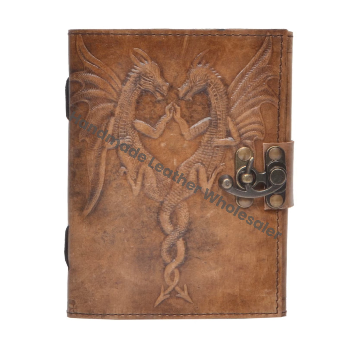 Grimoire Double Dragon Leather Spiral Bound Notebook Office Embossed Book Handmade College Blank Journal Gift Poetry SketchBook
