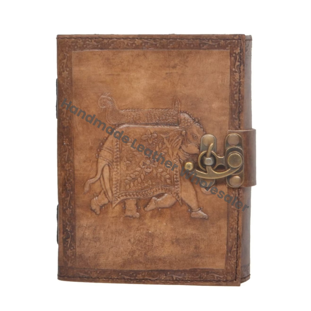 Grimoire Elephant Leather Handmade Embossed Spiral Binding Gift Journal Book Notebook Office Diary College Poetry Sketchbook