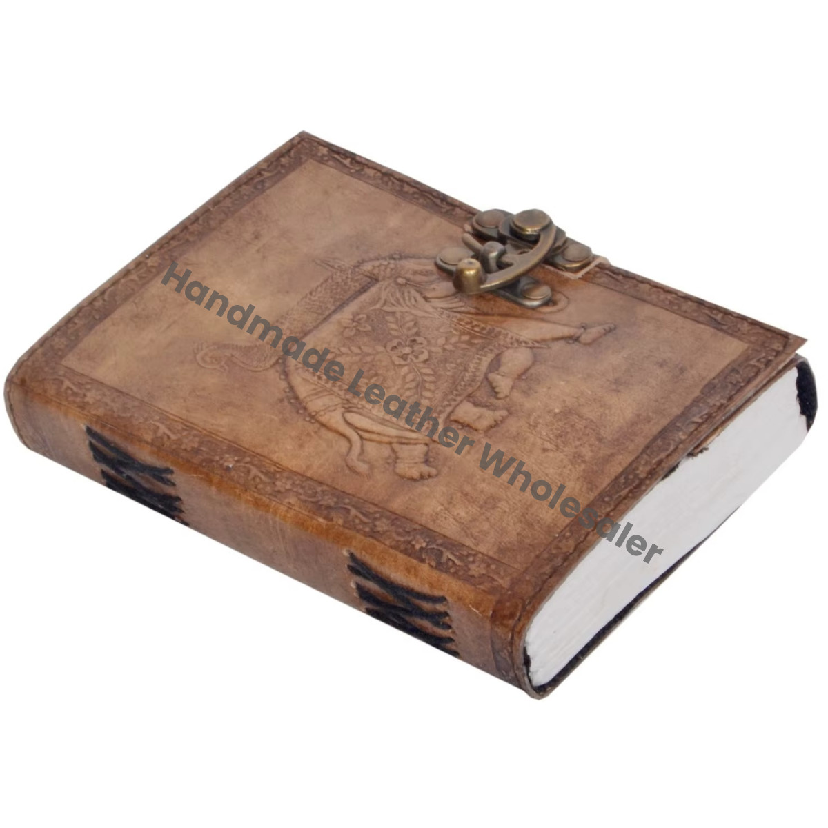 Grimoire Elephant Leather Handmade Embossed Spiral Binding Gift Journal Book Notebook Office Diary College Poetry Sketchbook
