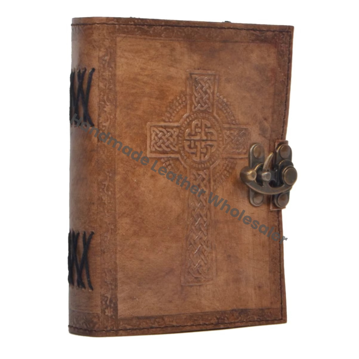 Grimoire Handmade Leather Celtic Cross Embossed Spiral Binding Gift Journal Book Shadows Notebook Diary College Poetry Sketch