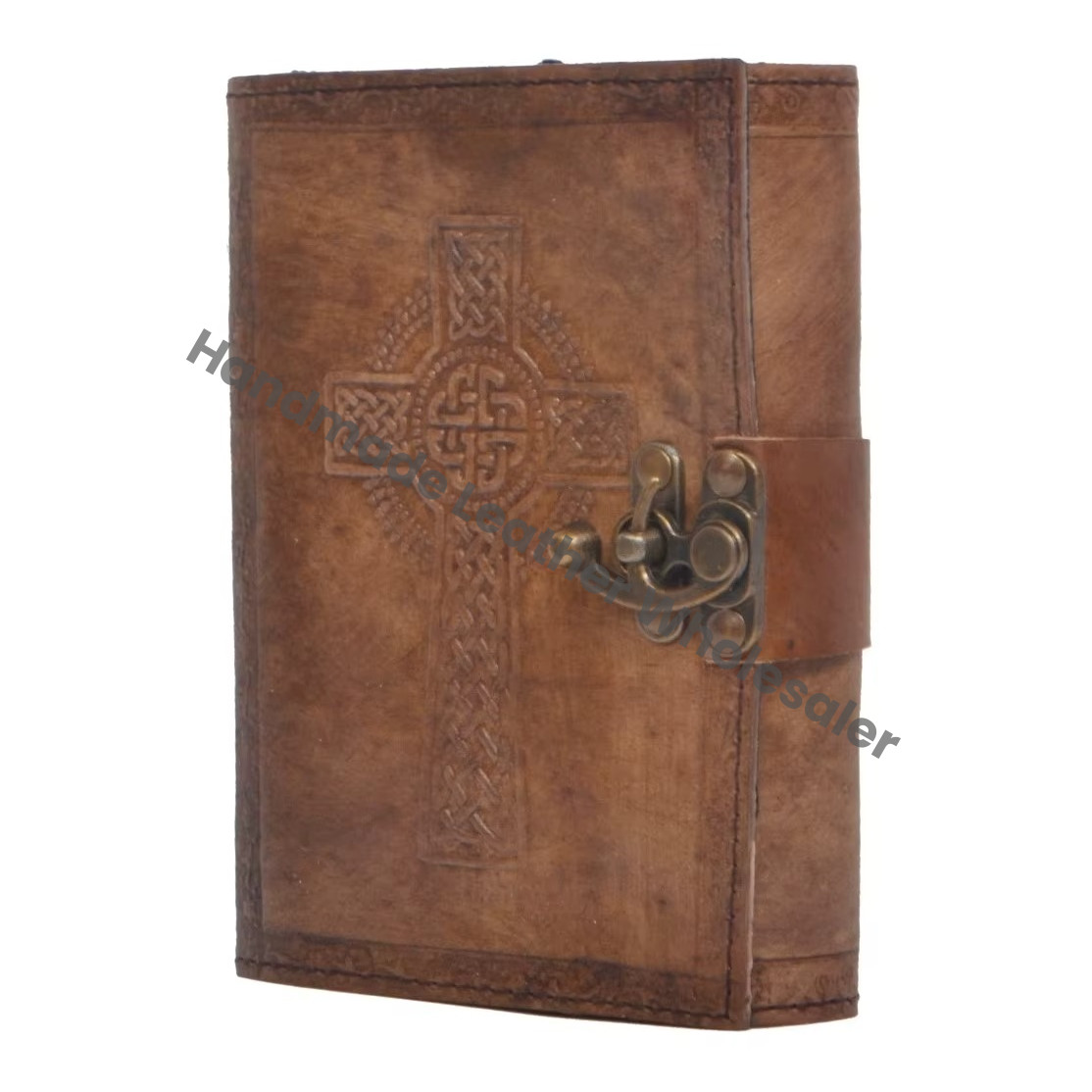 Grimoire Handmade Leather Celtic Cross Embossed Spiral Binding Gift Journal Book Shadows Notebook Diary College Poetry Sketch