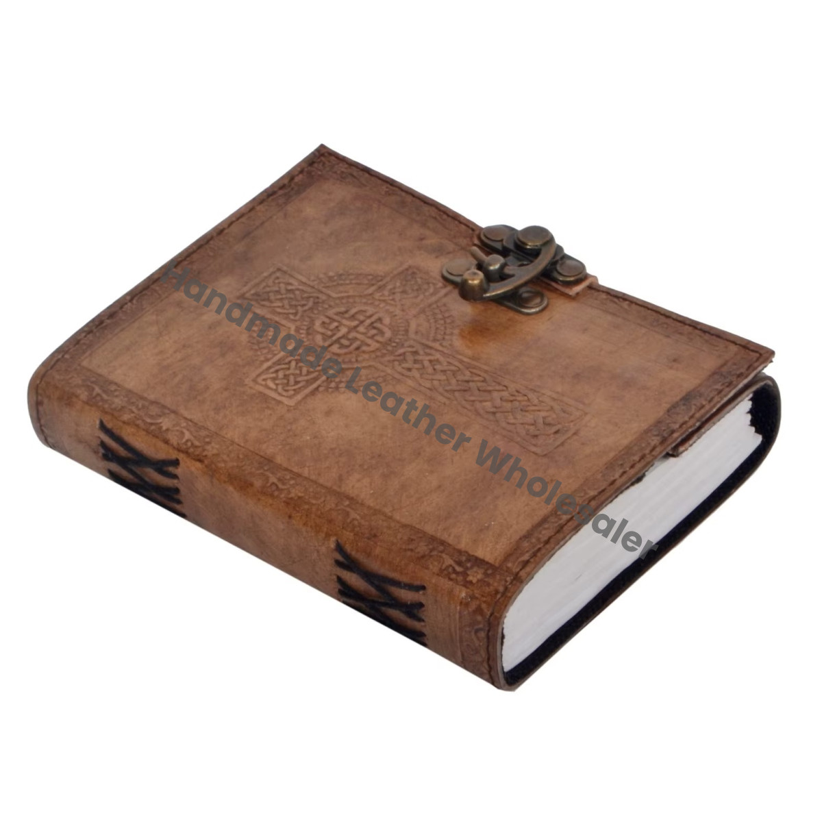 Grimoire Handmade Leather Celtic Cross Embossed Spiral Binding Gift Journal Book Shadows Notebook Diary College Poetry Sketch