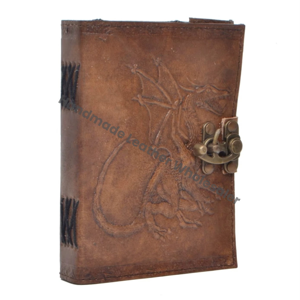 Grimoire Handmade Leather Dragon Embossed Spiral Binding Blank Journal Notebook Office Diary College Poetry Sketch