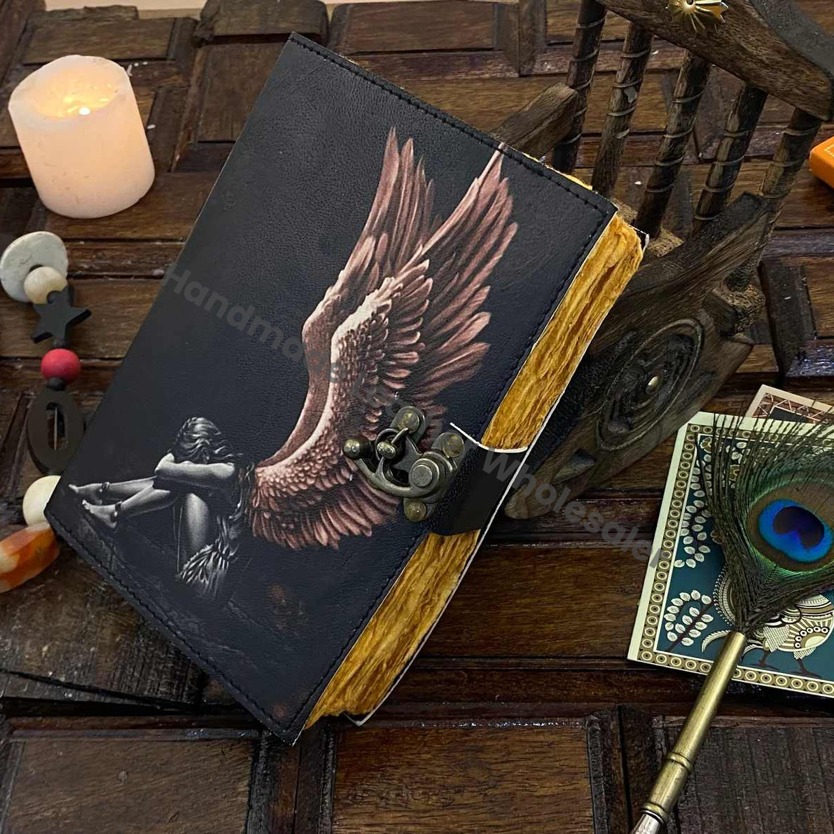 Grimoire Handmade Leather journal blank spell book of shadows Witchcraft Notebook