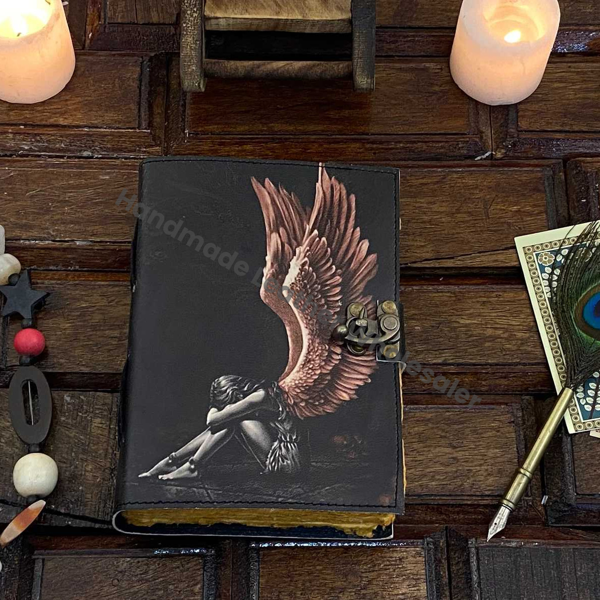 Grimoire Handmade Leather journal blank spell book of shadows Witchcraft Notebook