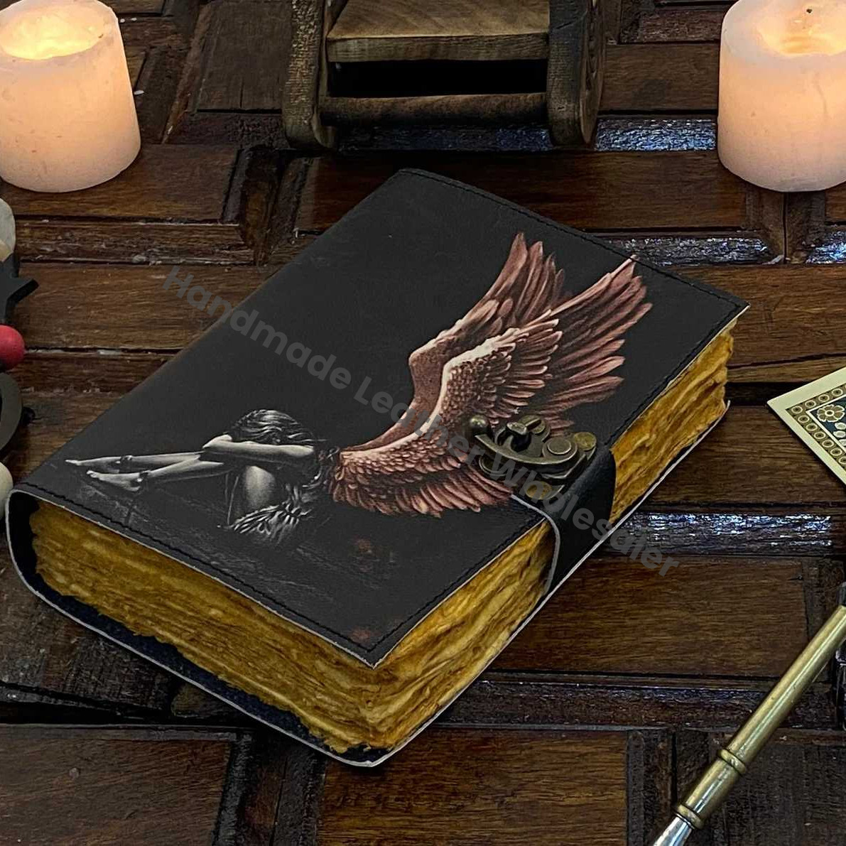 Grimoire Handmade Leather journal blank spell book of shadows Witchcraft Notebook