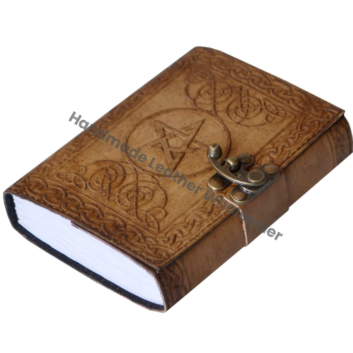 Grimoire Handmade Leather Pentagram Embossed Blank Journal Book of Shadows Notebook Office Diary College Book Poetry Book Sketch