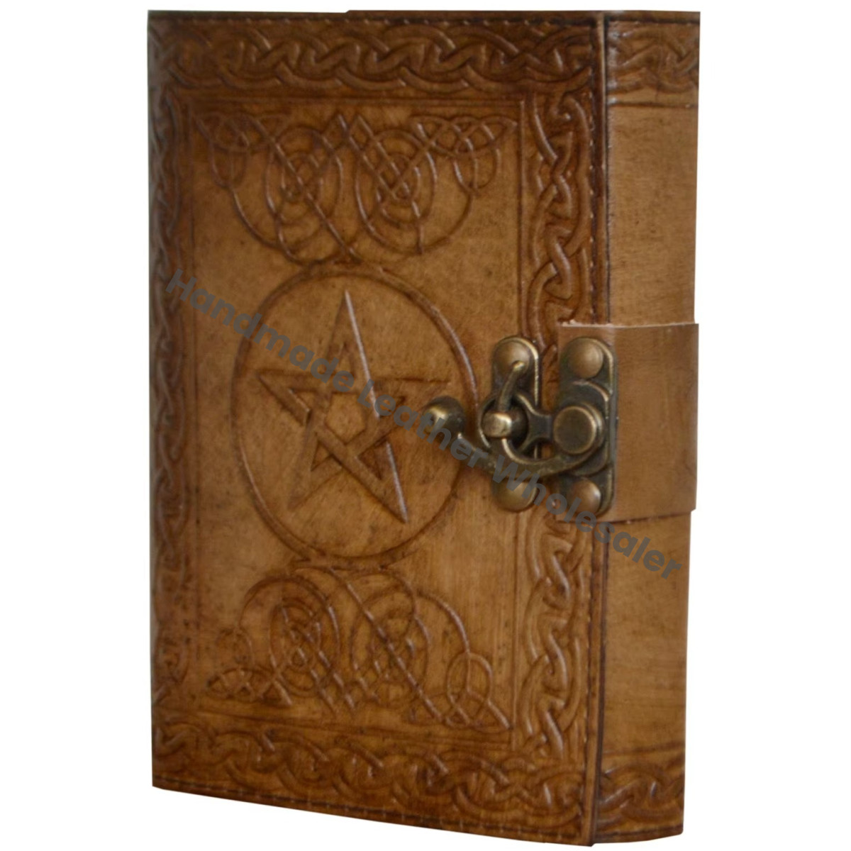 Grimoire Handmade Leather Pentagram Embossed Blank Journal Book of Shadows Notebook Office Diary College Book Poetry Book Sketch