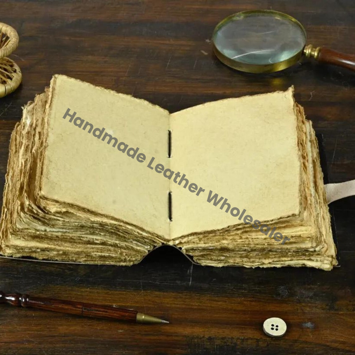 Grimoire leather journal - Bird And Tree Printed Blank spell book of shadows