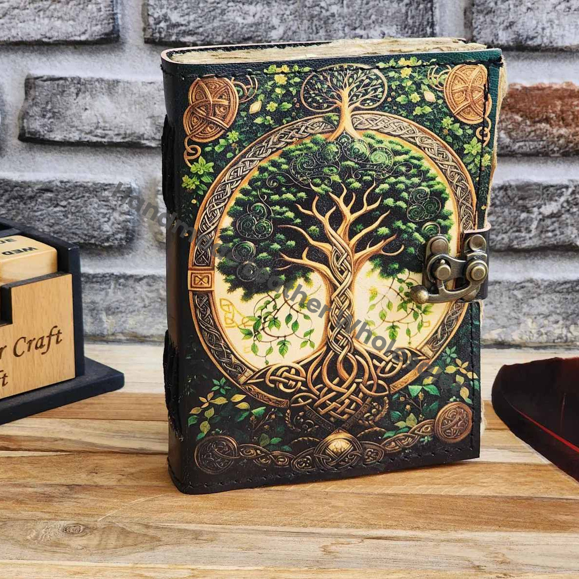 Grimoire Leather journal Handmade Tree of Life, Blank spell book of shadows
