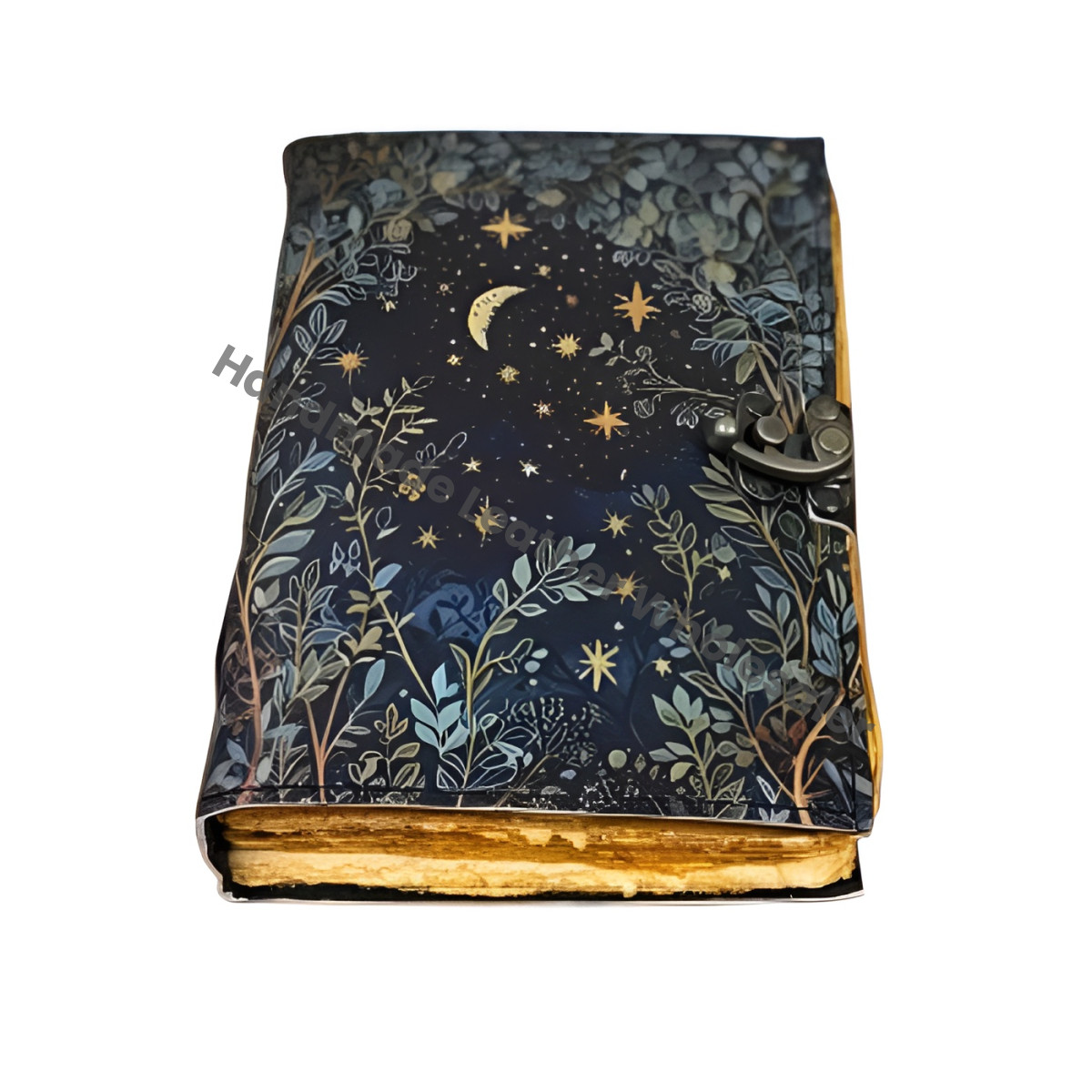 Grimoire leather journal - Moon And Tree Printed Blank spell book of shadows